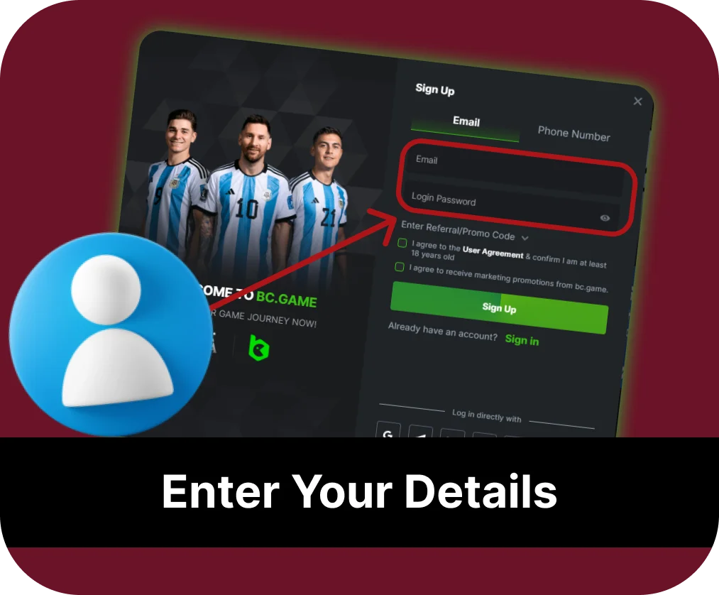 The 3 step to register at BC Game