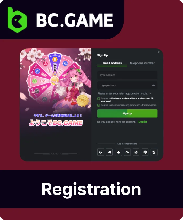 BC Game registration 