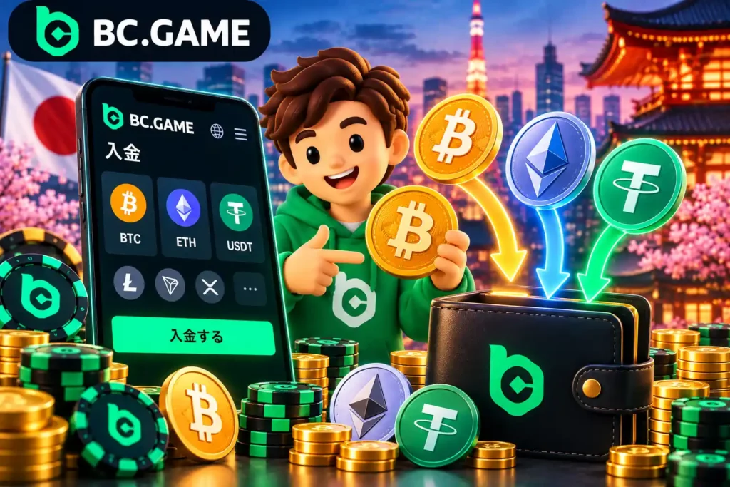 BC.GameのBTC ETH USDT暗号資産入金