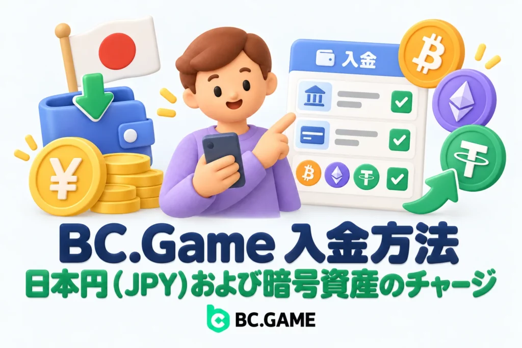 BC.Gameの日本円と暗号資産の入金方法